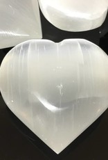 Selenite Heart (Satin Spar) large palm size 8 cm