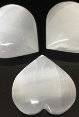 Selenite Heart (Satin Spar) large palm size 8 cm