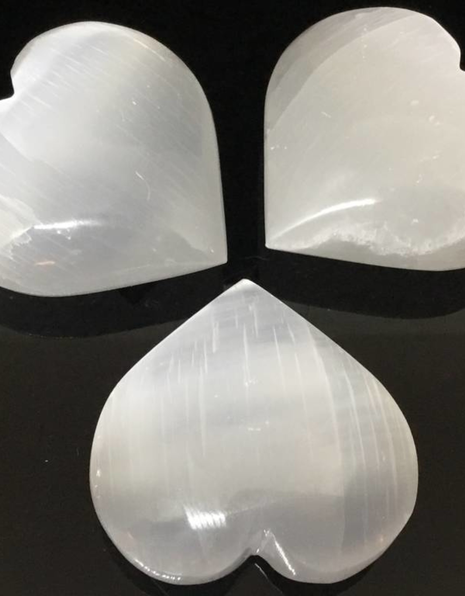 Selenite Heart (Satin Spar) large palm size 8 cm