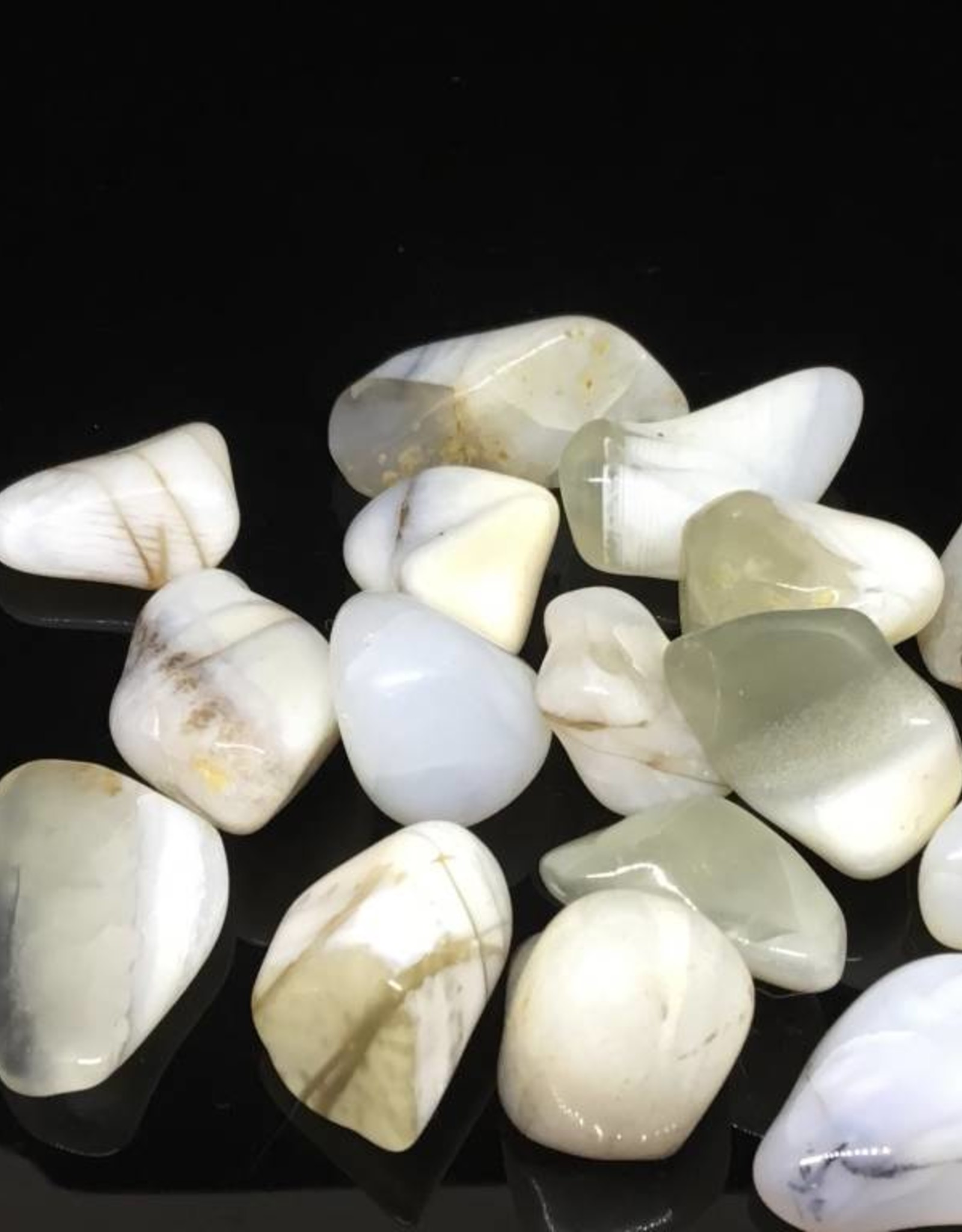 White Opal Agate tumbled stone