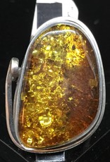 Unique Amber Silver Ring