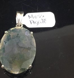 Faceted Moss Agate Silver Pendant