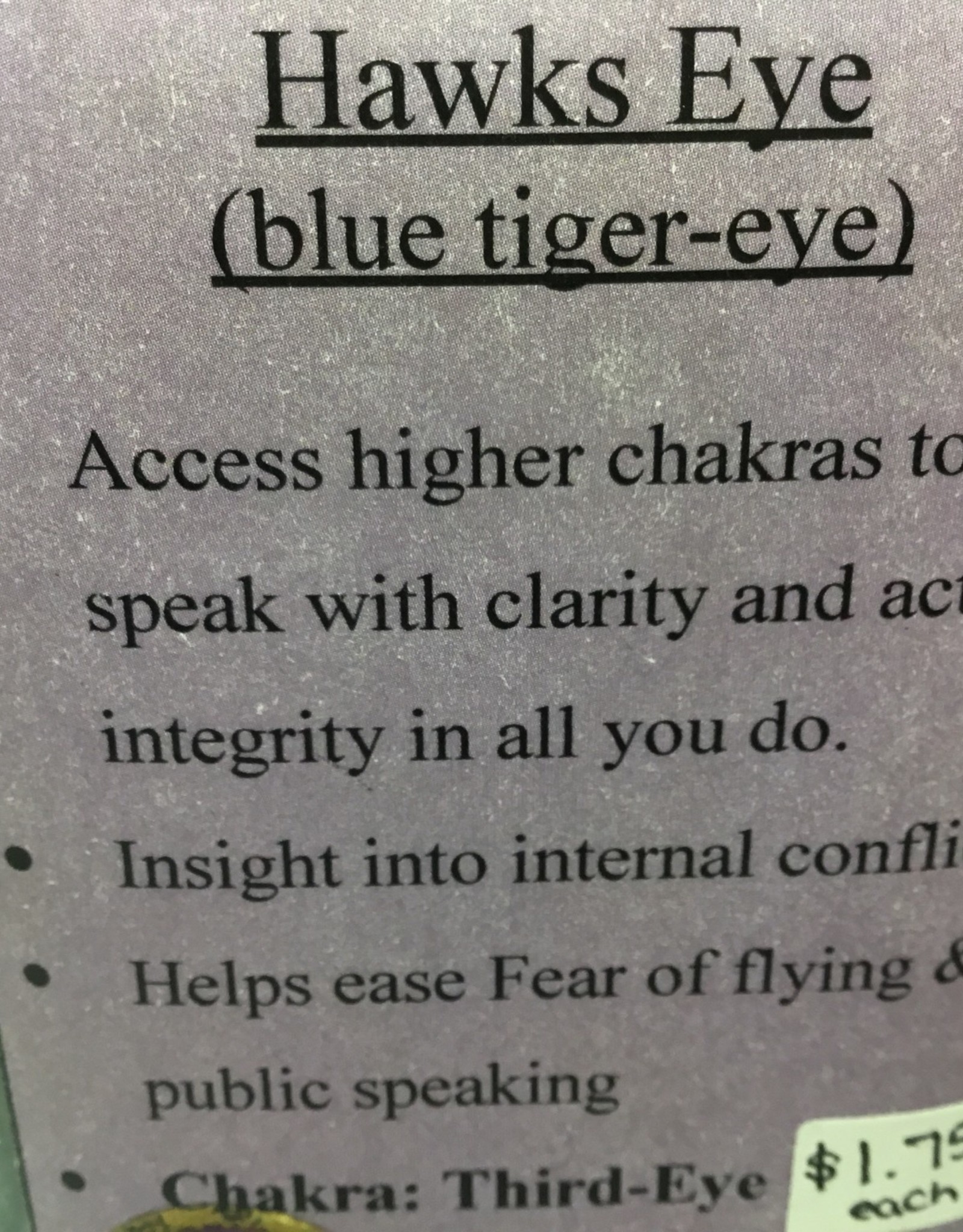 Blue Tiger Eye (also called Hawks Eye)