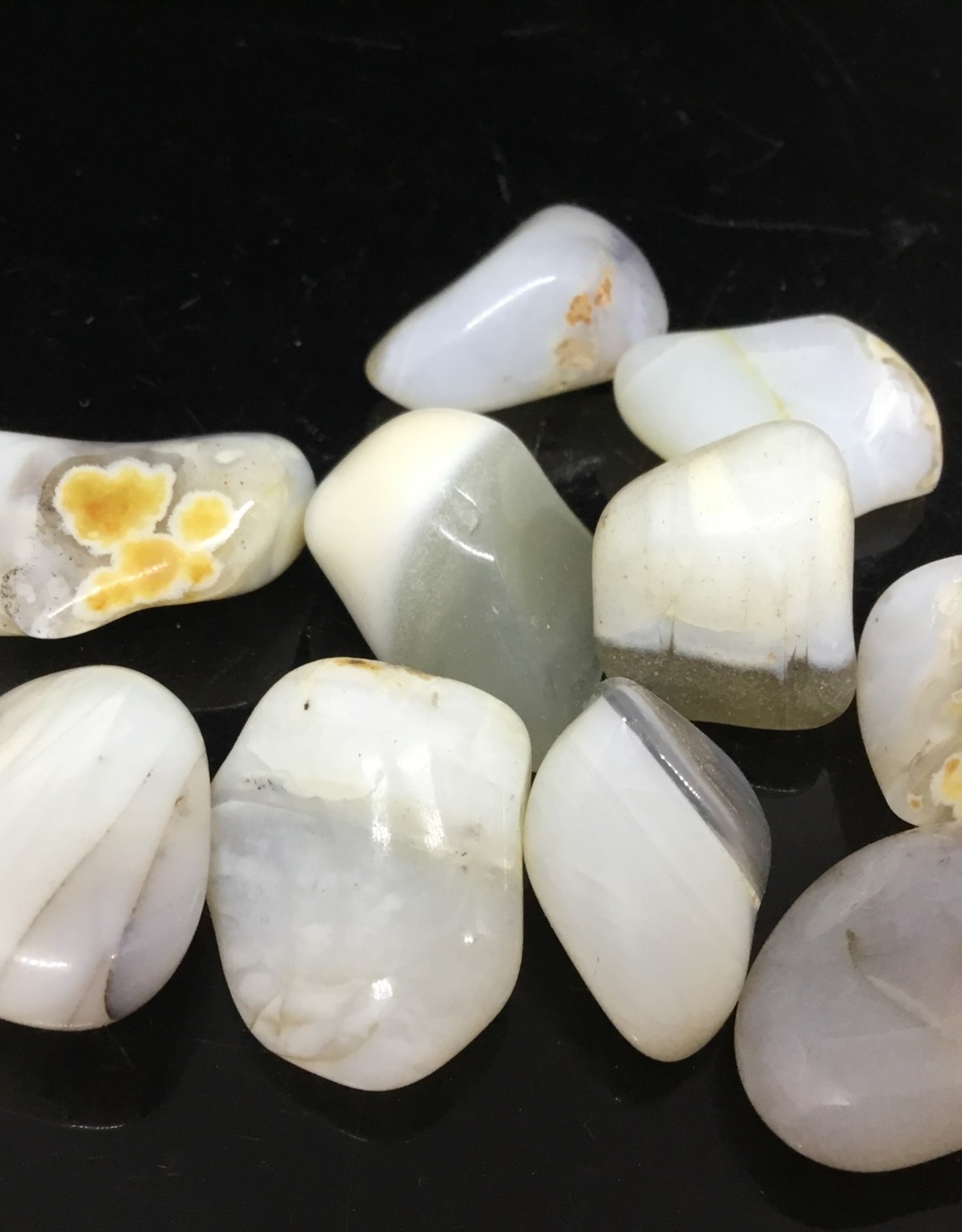 White Opal Agate tumbled stone
