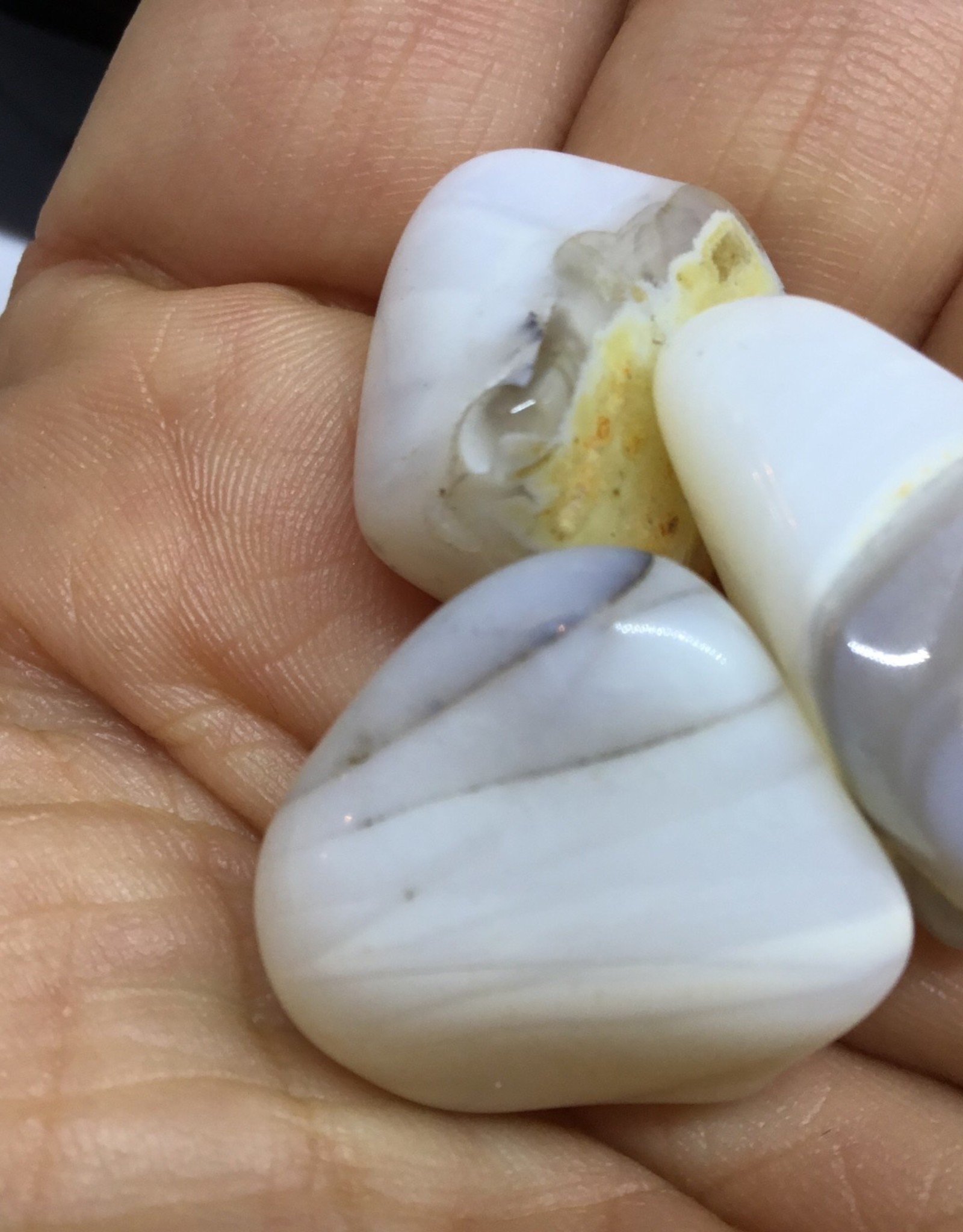 White Opal Agate tumbled stone