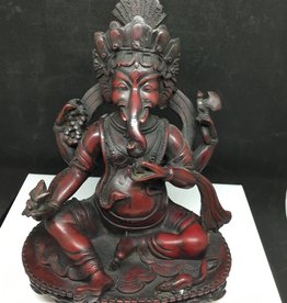 Desiree Designs Ganesh sitting on a throne statue - polyresin red
