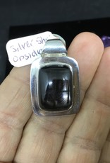 Silver Sheen Obsidian Rectangle Pendant