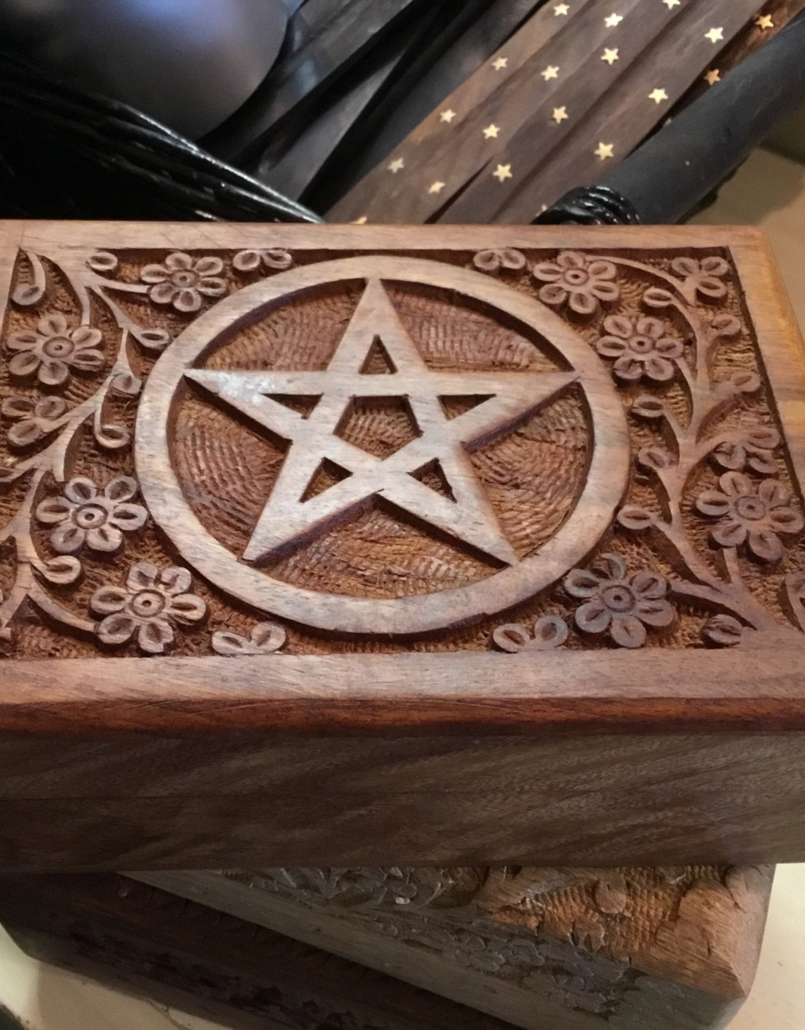 Pentacle - Carved Wood Box (5X7)