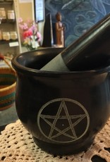 Pentacle Black Soapstone Mortar & Pestle 4"