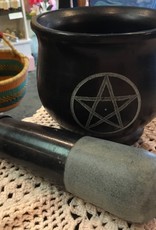 Pentacle Black Soapstone Mortar & Pestle 4"