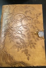 Leather Tree of LIfe Journal, strap and button 5X7