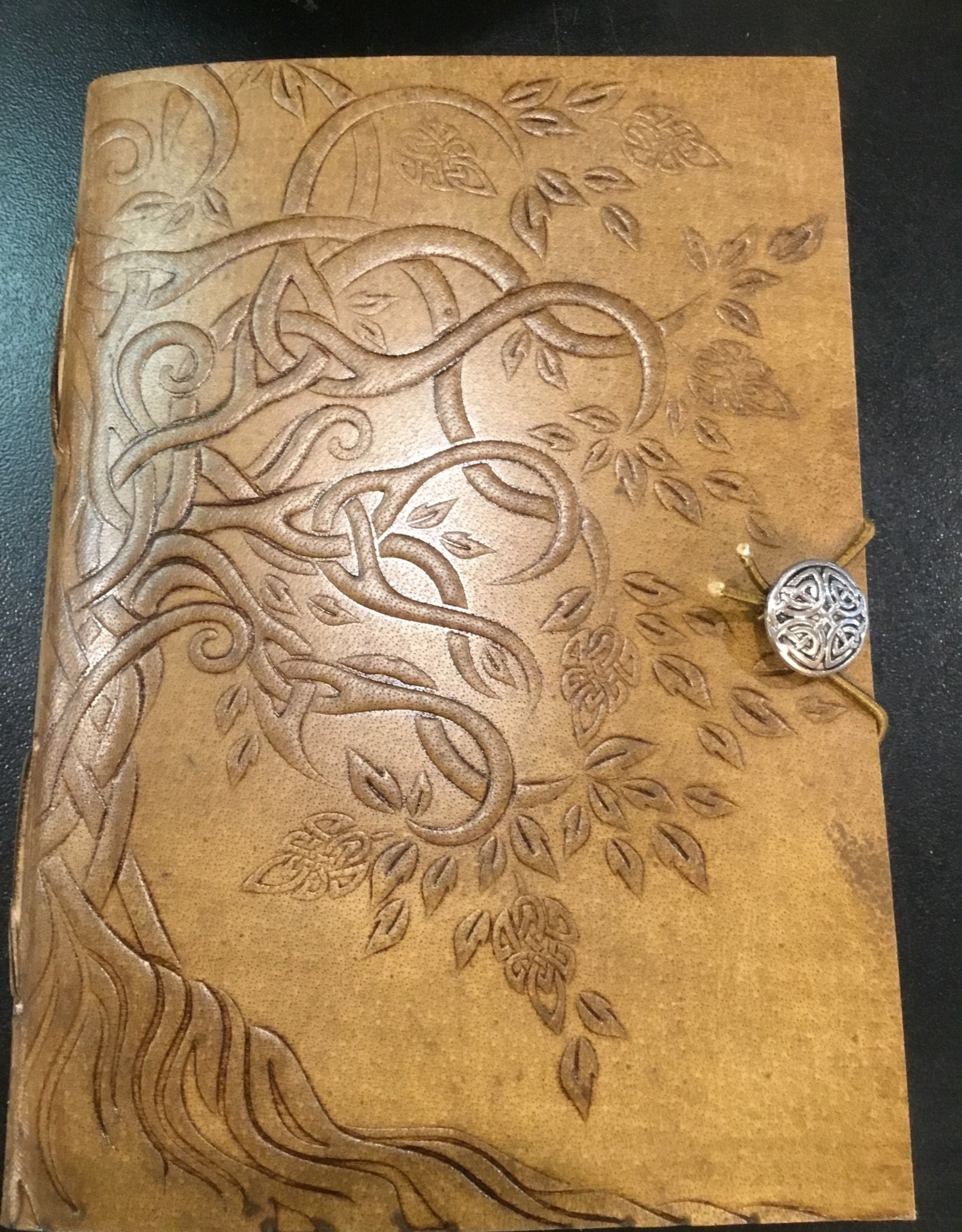 Leather Tree of LIfe Journal, strap and button 5X7