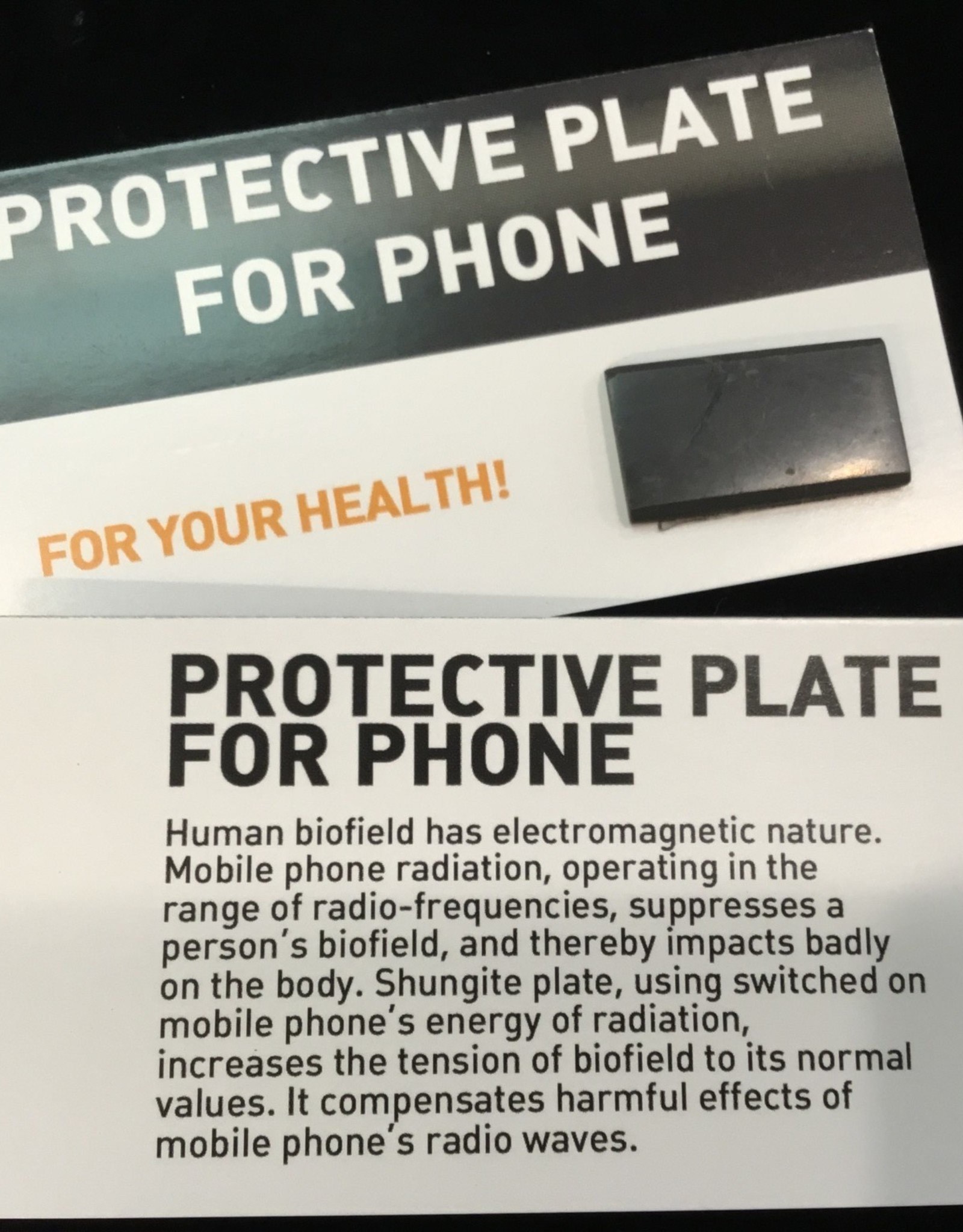 Shungite Protective Plate, for cell phone