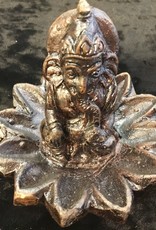 Ceramic Ganesha & Lotus Incense Holder