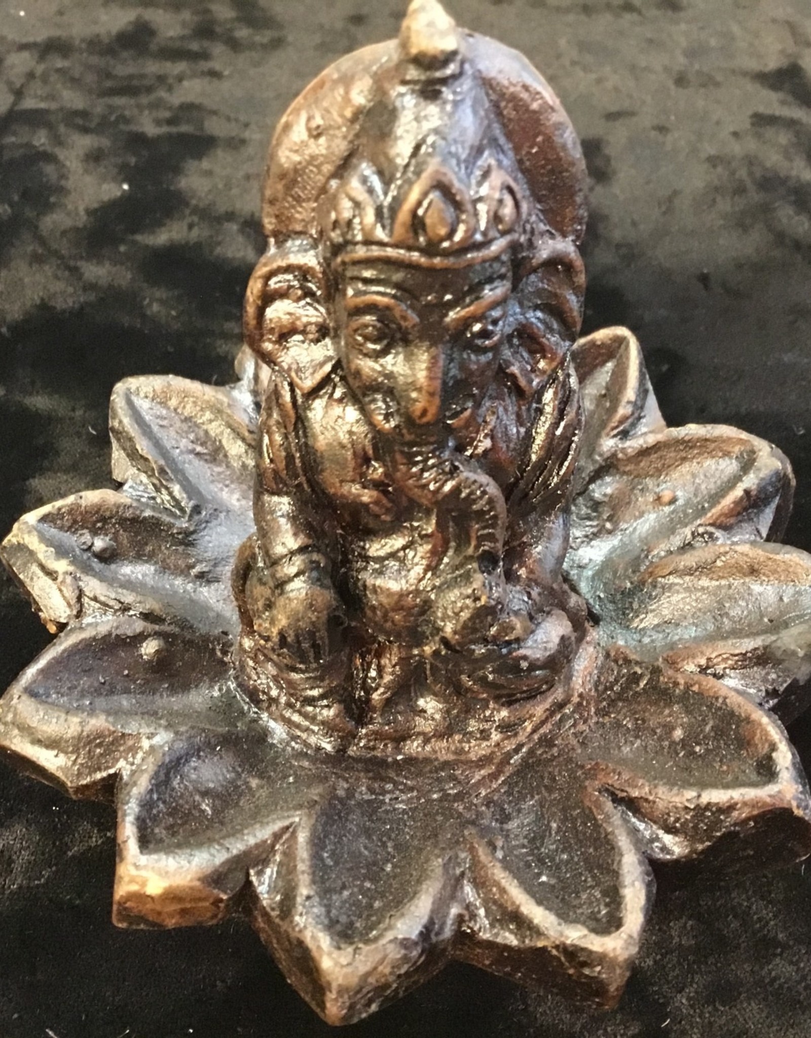 Ceramic Ganesha & Lotus Incense Holder