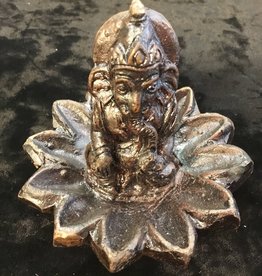 Ceramic Ganesha & Lotus Incense Holder