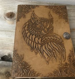 Leather Owl Journal, strap and button 5X7
