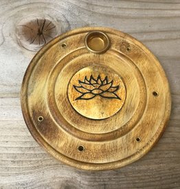 Lotus Round Wood Incense  Holder