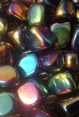 Rainbow Aura Black Obsidian Tumbled (laser)