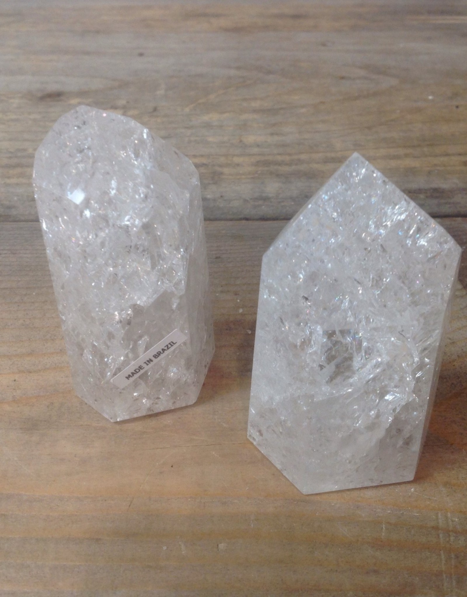 Crackle Quartz Polished Point (fire and ice)