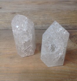 Crackle Quartz Polished Point (fire and ice)