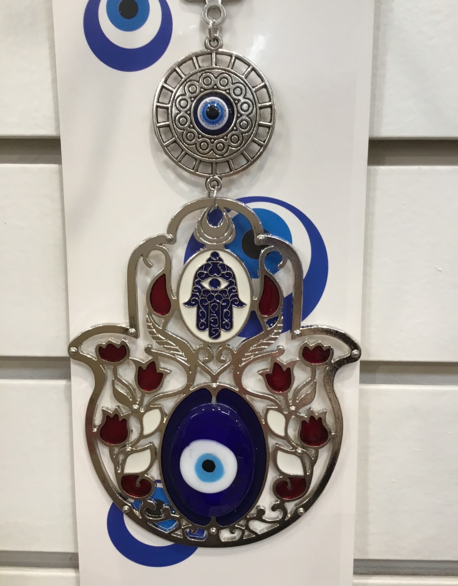 Fatima Cobalt Blue - Evil Eye protection with flowers