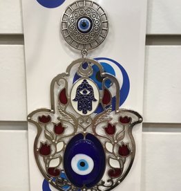 Fatima Cobalt Blue - Evil Eye protection with flowers