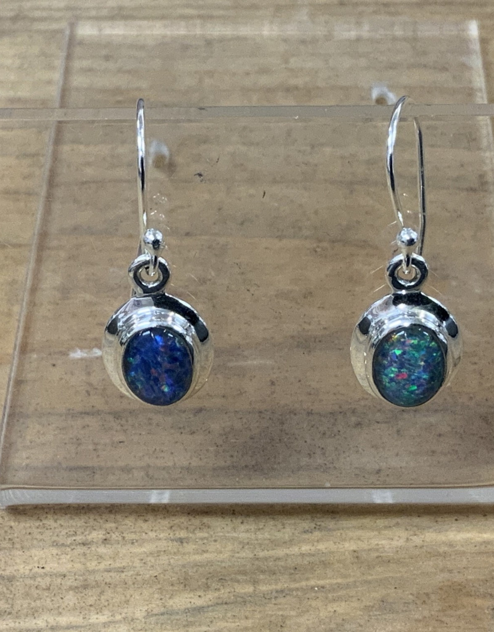 Blue Opal Oval Earrings