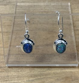 Blue Opal Oval Earrings