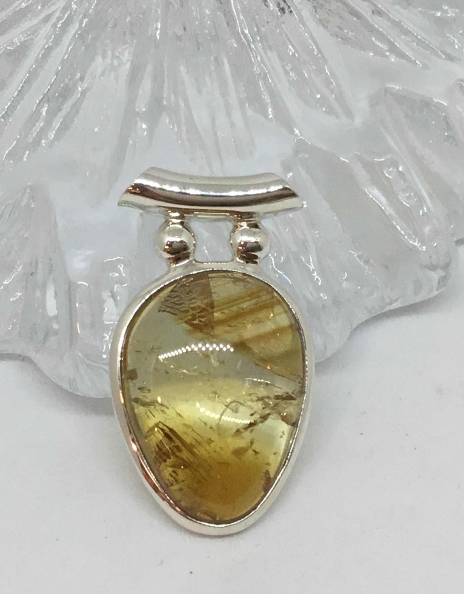 Citrine Oval Silver Pendant