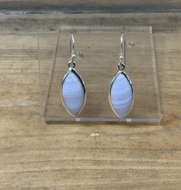 Bluelace Agate Pointy Oval Earrings