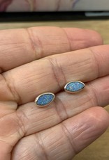 Blue Opal Pointy Stud Earrings