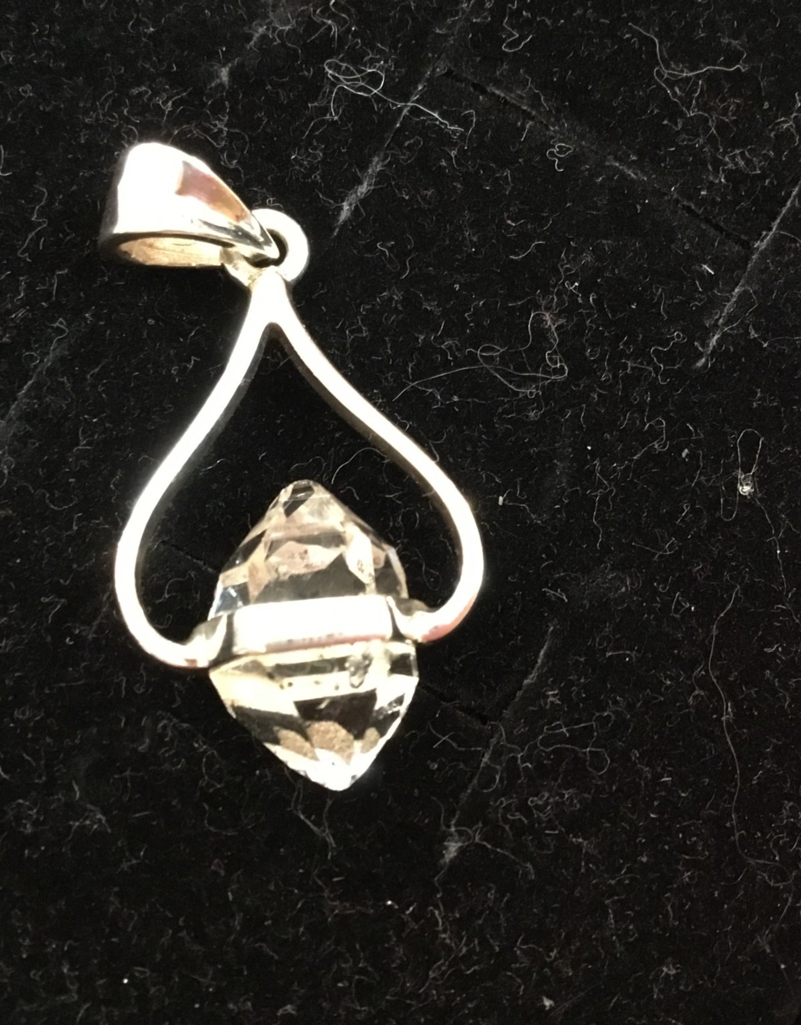 Herkimer Quartz Diamond Silver Pendant -