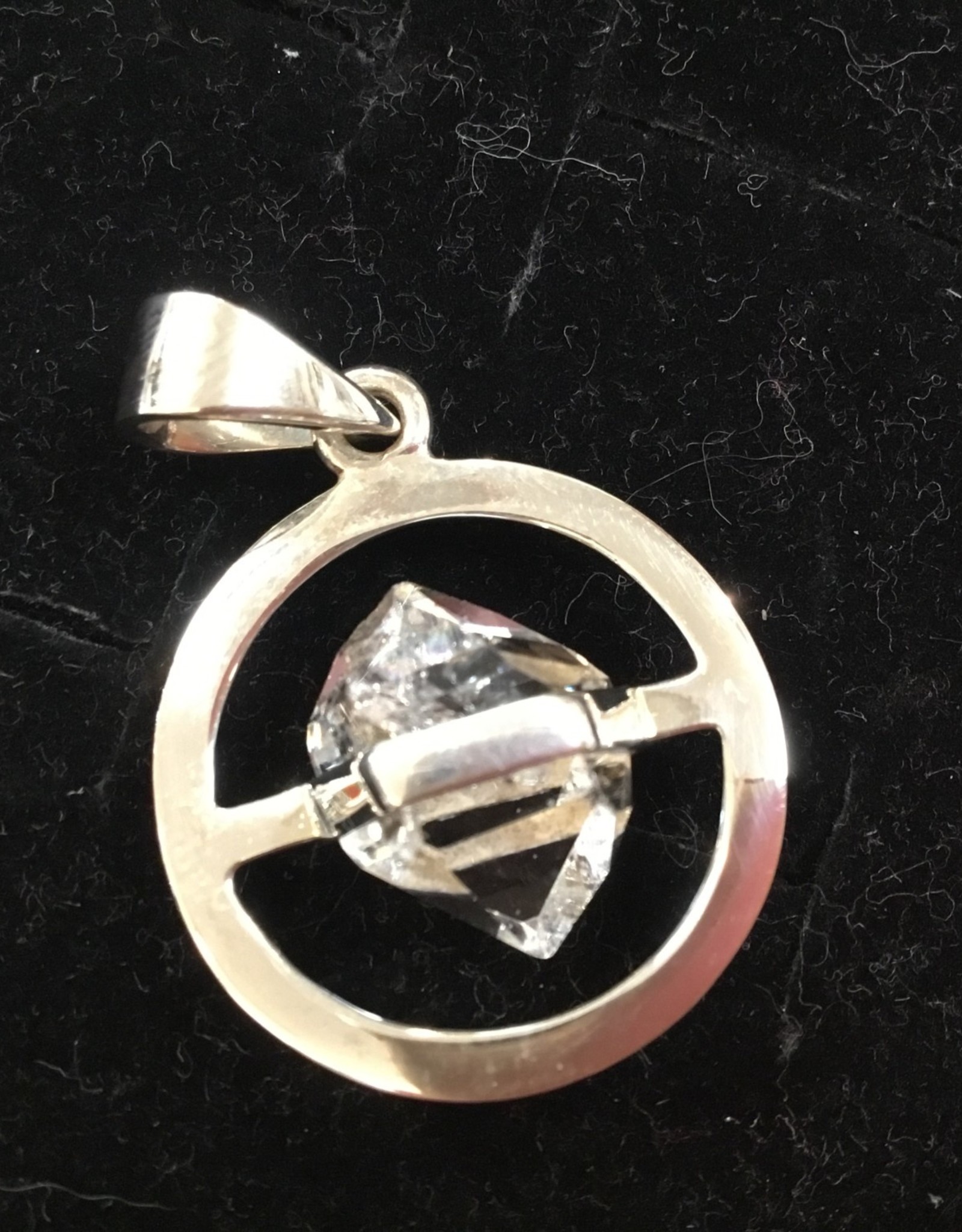 Herkimer Quartz Diamond Silver Pendant -