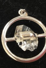 Herkimer Quartz Diamond Silver Pendant - Round