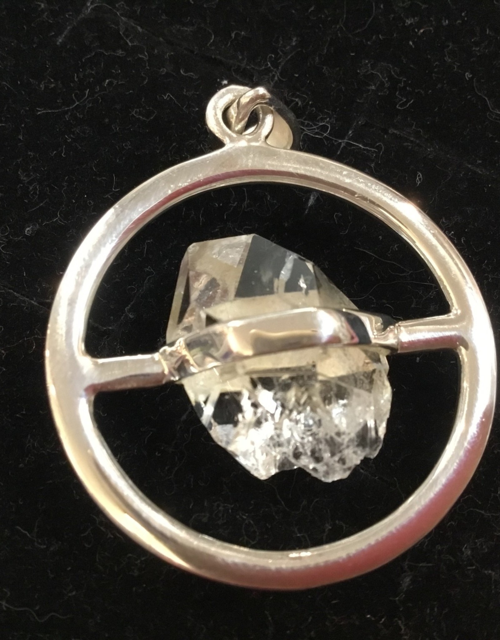 Herkimer Quartz Diamond Silver Pendant - Round