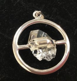 Herkimer Quartz Diamond Silver Pendant - Round