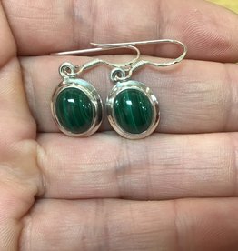 Oval Malachite Drop Earring