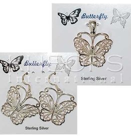 Silver Butterfly Pendant and Earrings