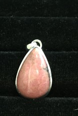 Rhodonite Teardrop Silver Pendant