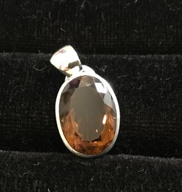 Smoky Faceted Silver Pendant