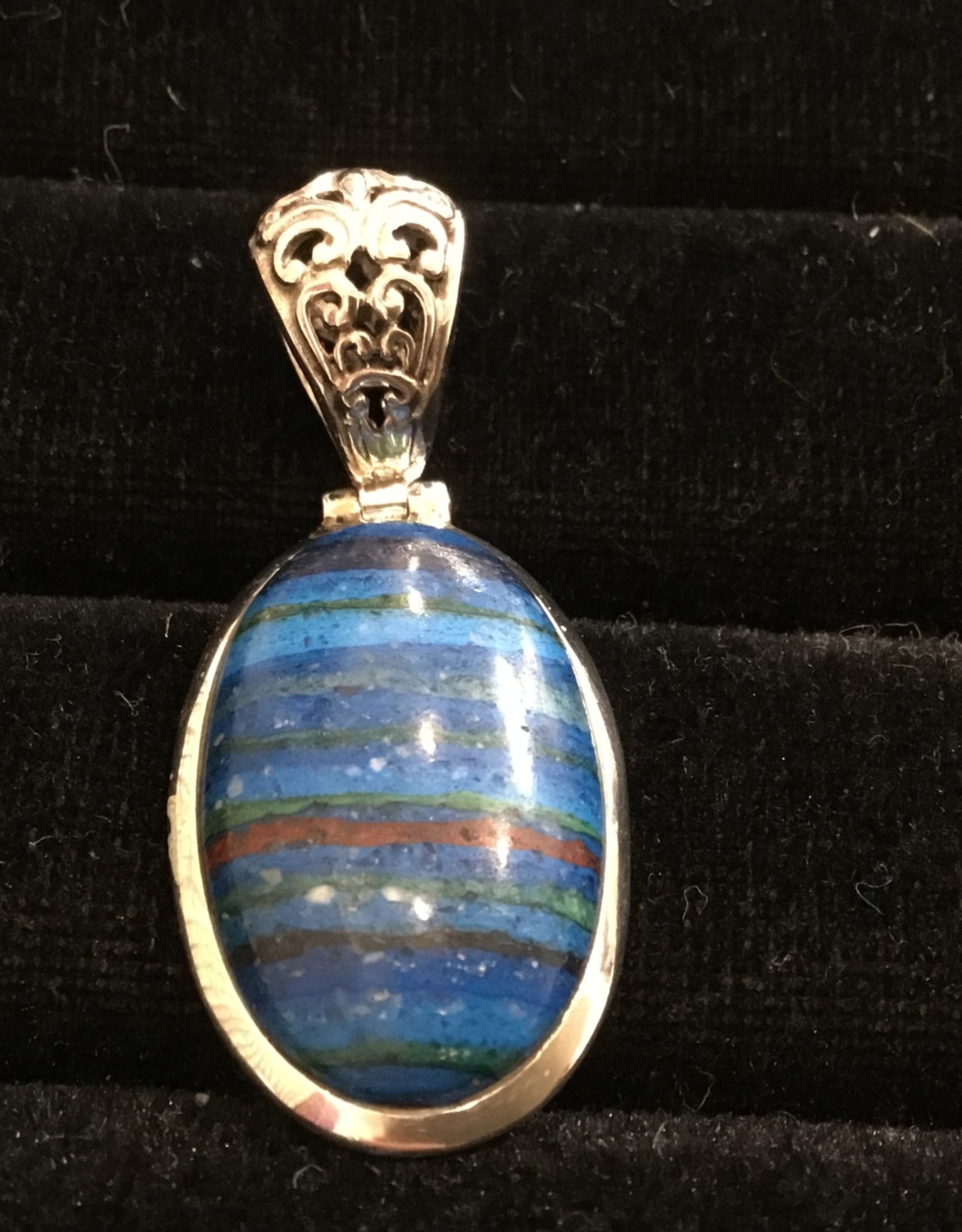 Rainbow Calcite Silver Pendant