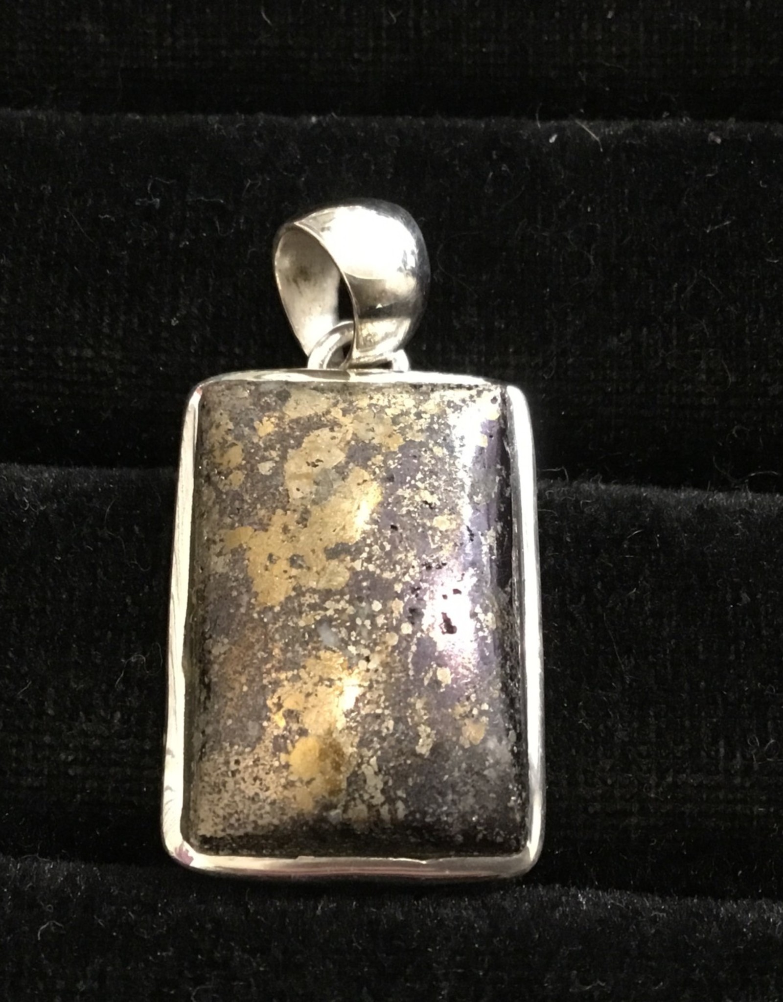 Gold Pyrite Silver Pendant