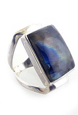 Square Labradorite Ring open band Size 7