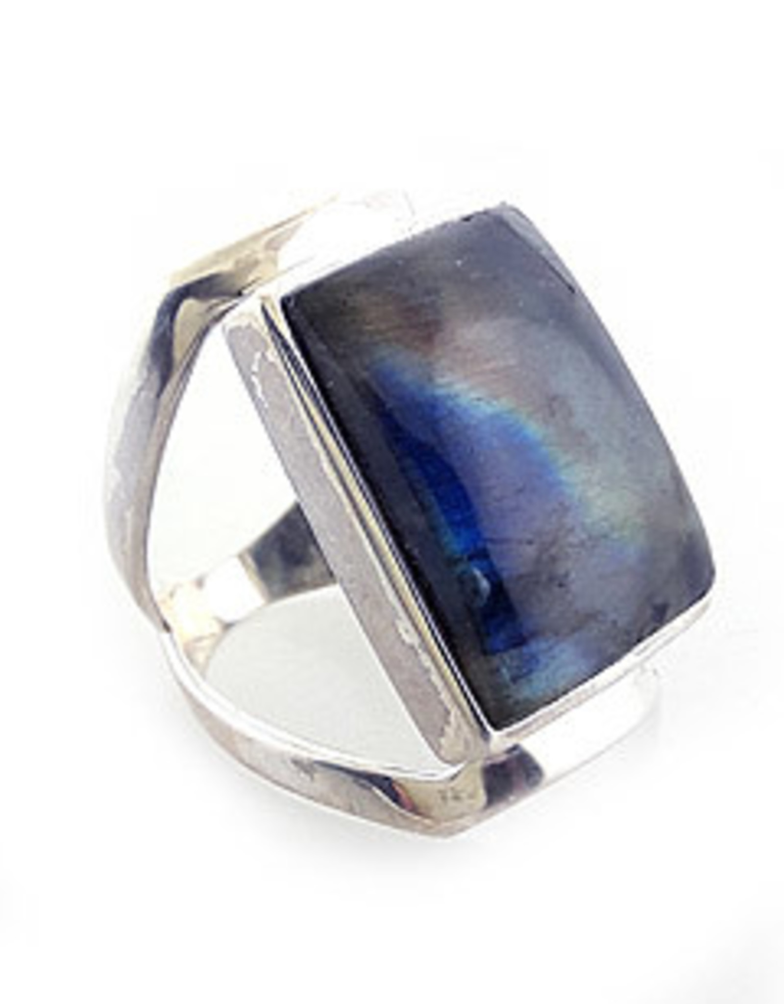 Square Labradorite Ring open band Size 7