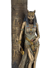 Egyptian Goddess Bastet Leaning on a Pillar