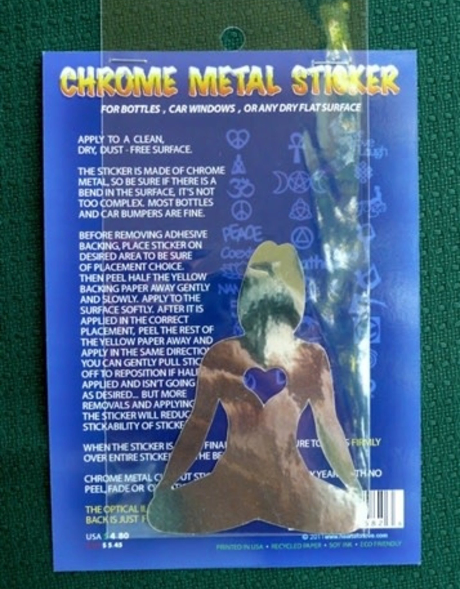 Chrome Metal Sticker Heart Meditation