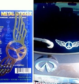 Chrome Metal Sticker Peace Wings