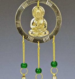 Windchime Buddha in Ring Brass with Beads