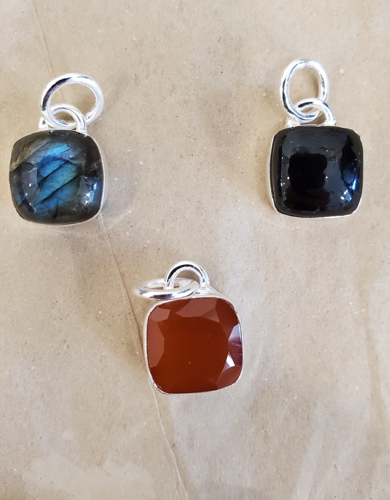 Sterling Silver Pendant Square Onyx
